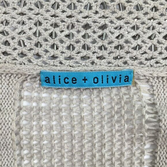 Alice + Olivia BOHO Artsy Vest sz S Sequin Beaded Asymmetric Glam Chic Layering - Picture 13 of 15